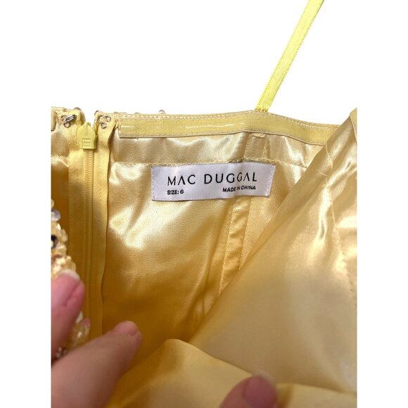 Mac Duggal Beaded Ruffle High Low Yellow Gown in Lemon Yellow Sizes 4 & 6 - Picture 7 of 14